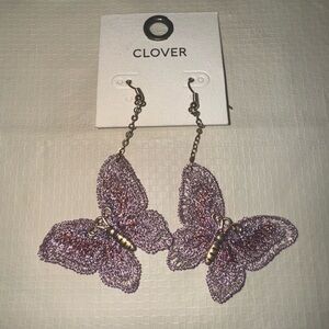 Purple colorful butterfly earrings.